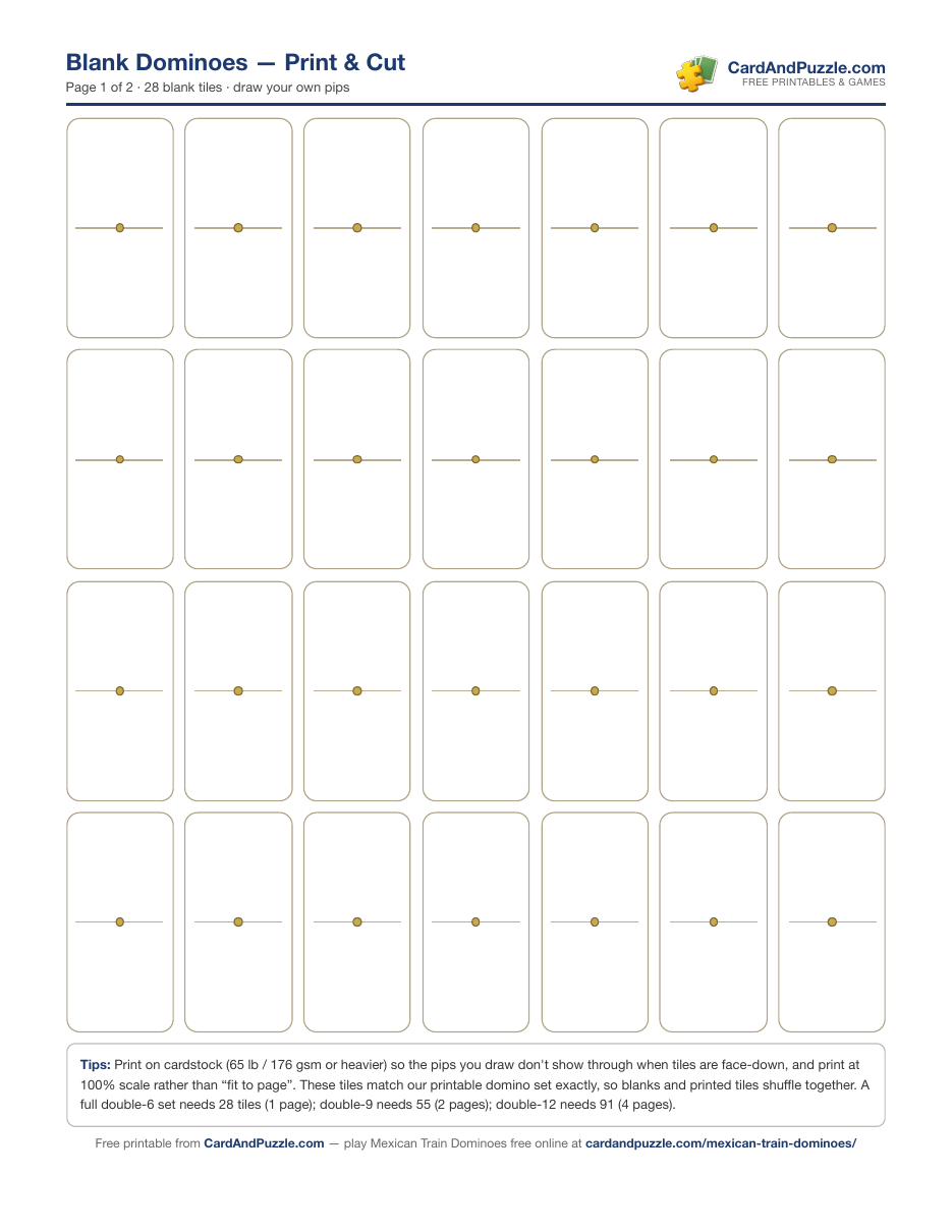 Preview of Blank Dominoes