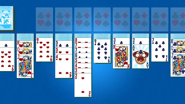 Spider Solitaire initial layout with ten tableau columns